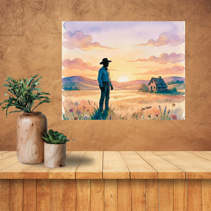 The Last Light Over the Homestead AI Canvas by Old Hippy