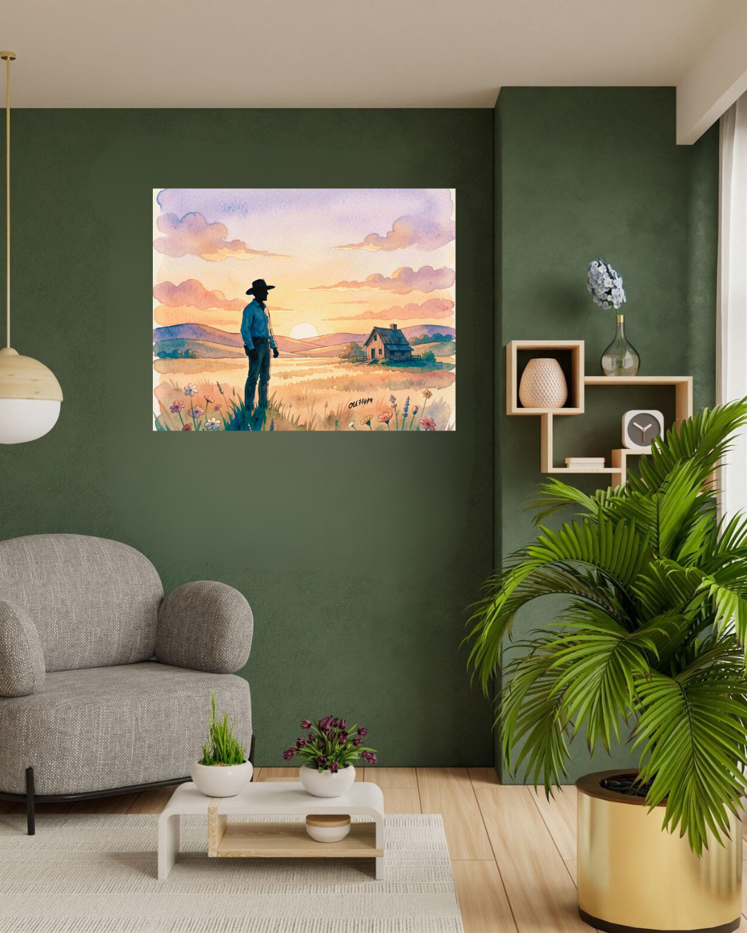 The Last Light Over the Homestead AI Canvas by Old Hippy