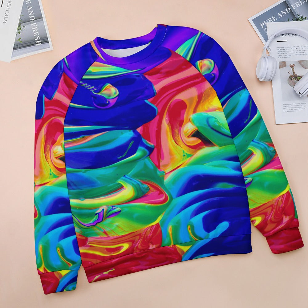 Abstract Art All Over Print Custom Women's New Raglan Crew Neck Sweatshirt by Old Hippy