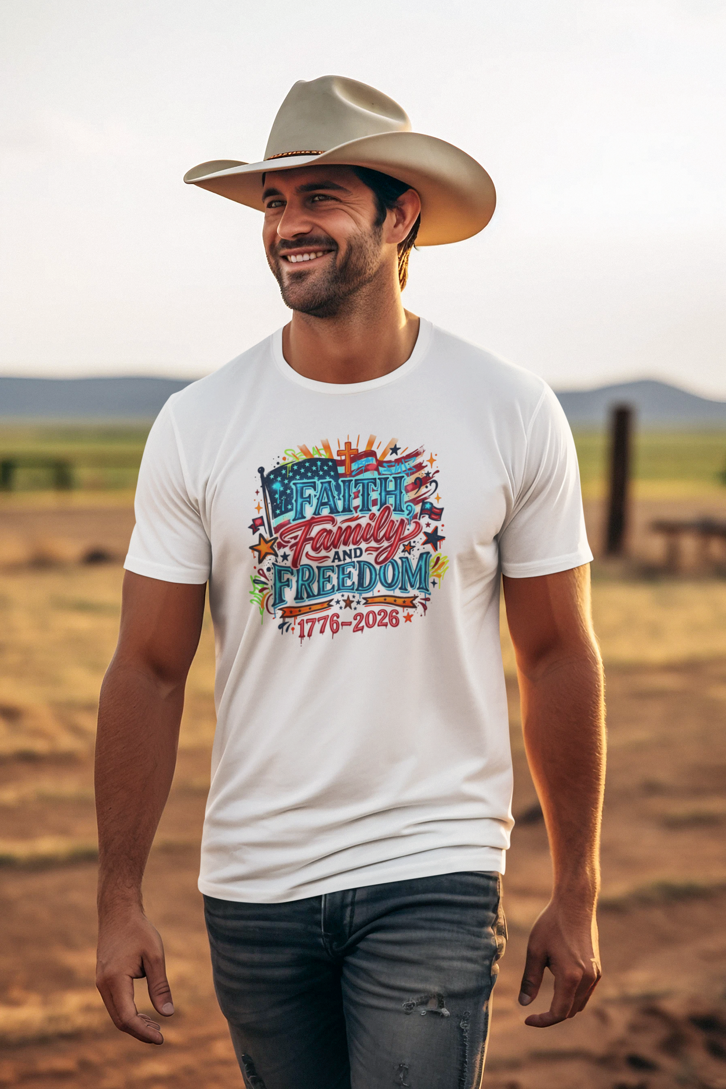 Faith Family Freedom 250th American Independence T-Shirt