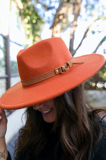 Flat Brim Buckle Hat