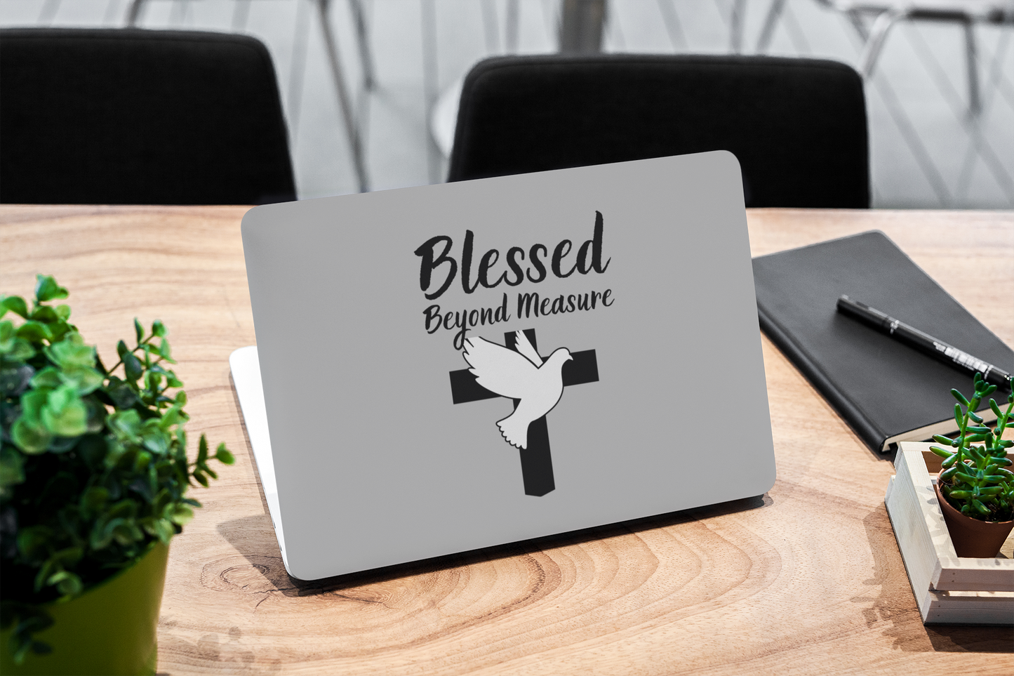 Blessed Beyond Measure Matte MacBook Case – Dove & Cross Religious Laptop Cover