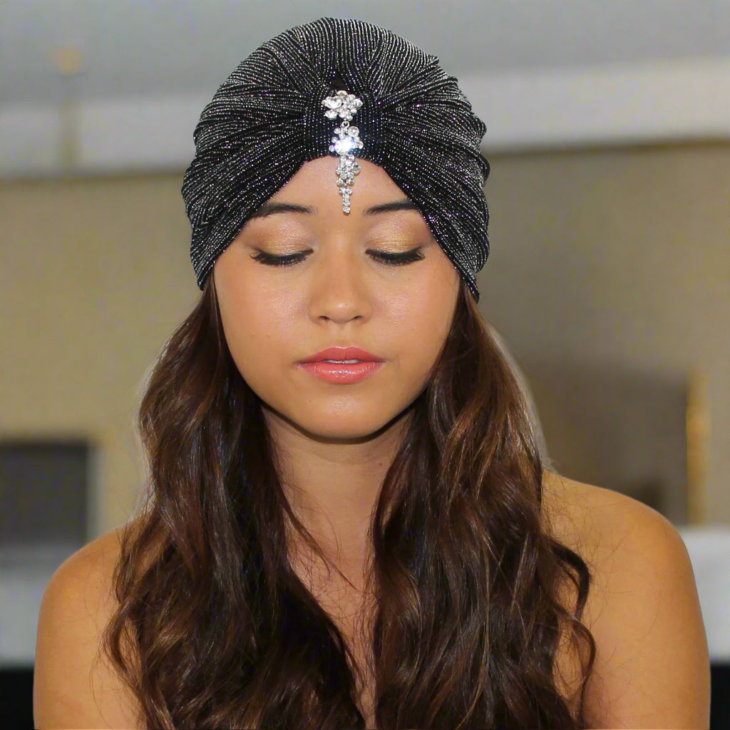 Cascading Crystals Glitter Turban