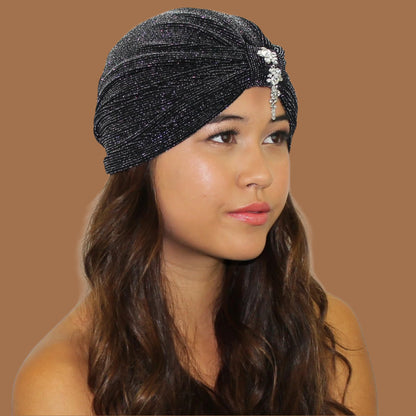 Cascading Crystals Glitter Turban