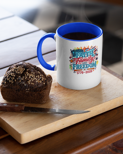 Faith Family Freedom 1776–2026 Patriotic Coffee Mug