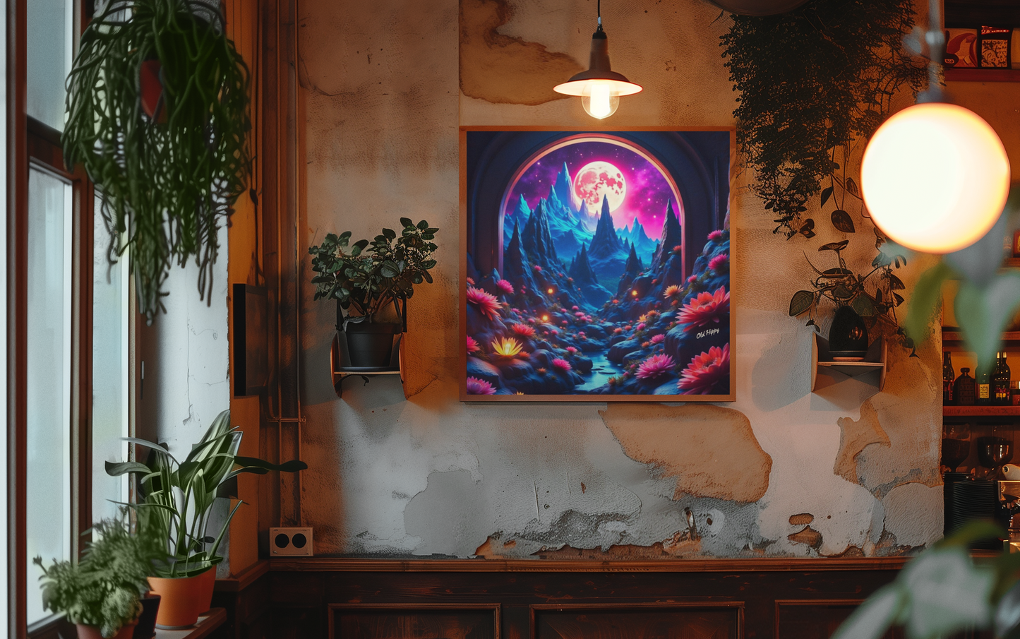 Moonlit Lotus Valley – Giclée Fine Art Print by Old Hippy