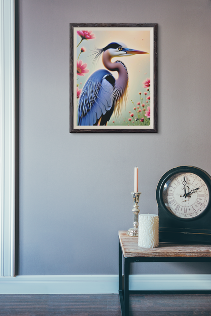 Majestic Blue Herons- 4 Piece AI Digital Art Set by Old Hippy