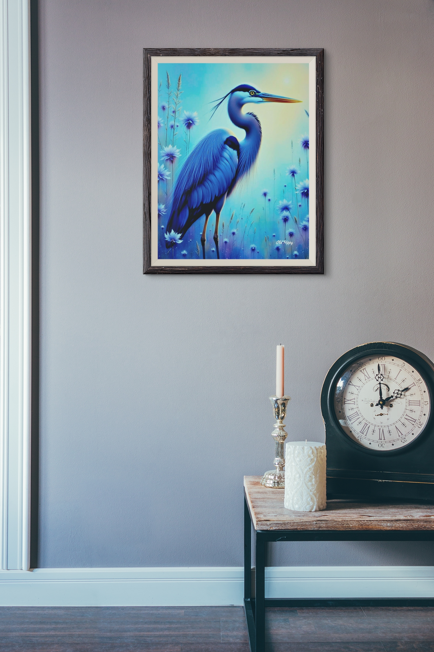 Majestic Blue Herons- 4 Piece AI Digital Art Set by Old Hippy