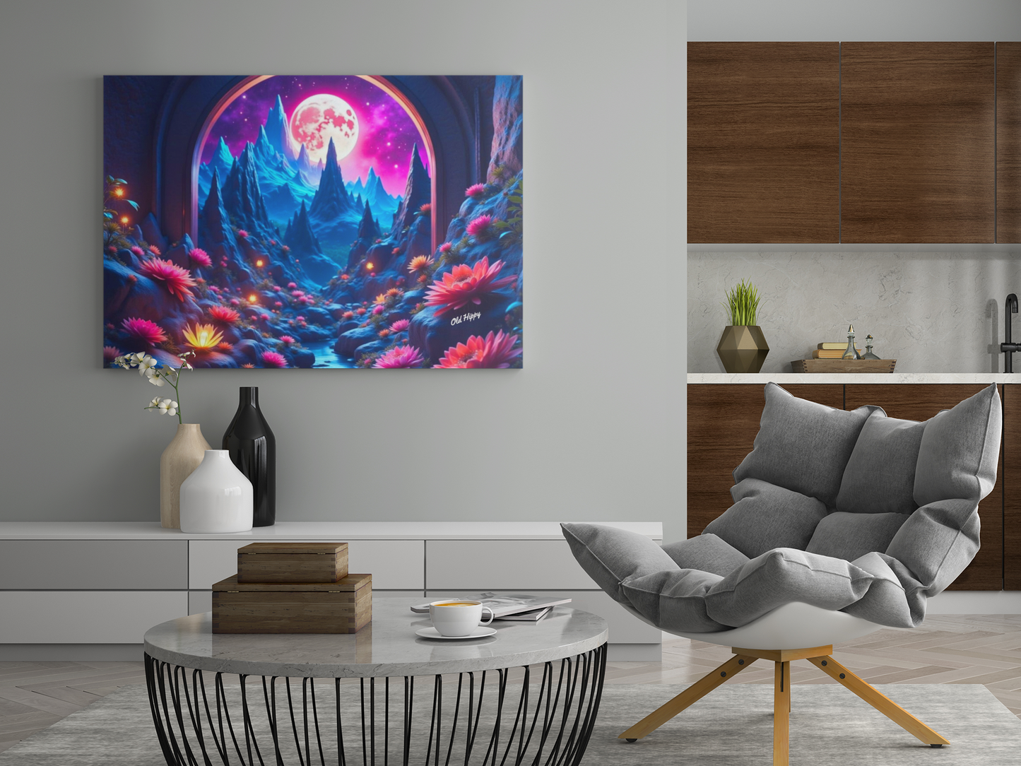 Moonlit Lotus Valley – Giclée Fine Art Print by Old Hippy