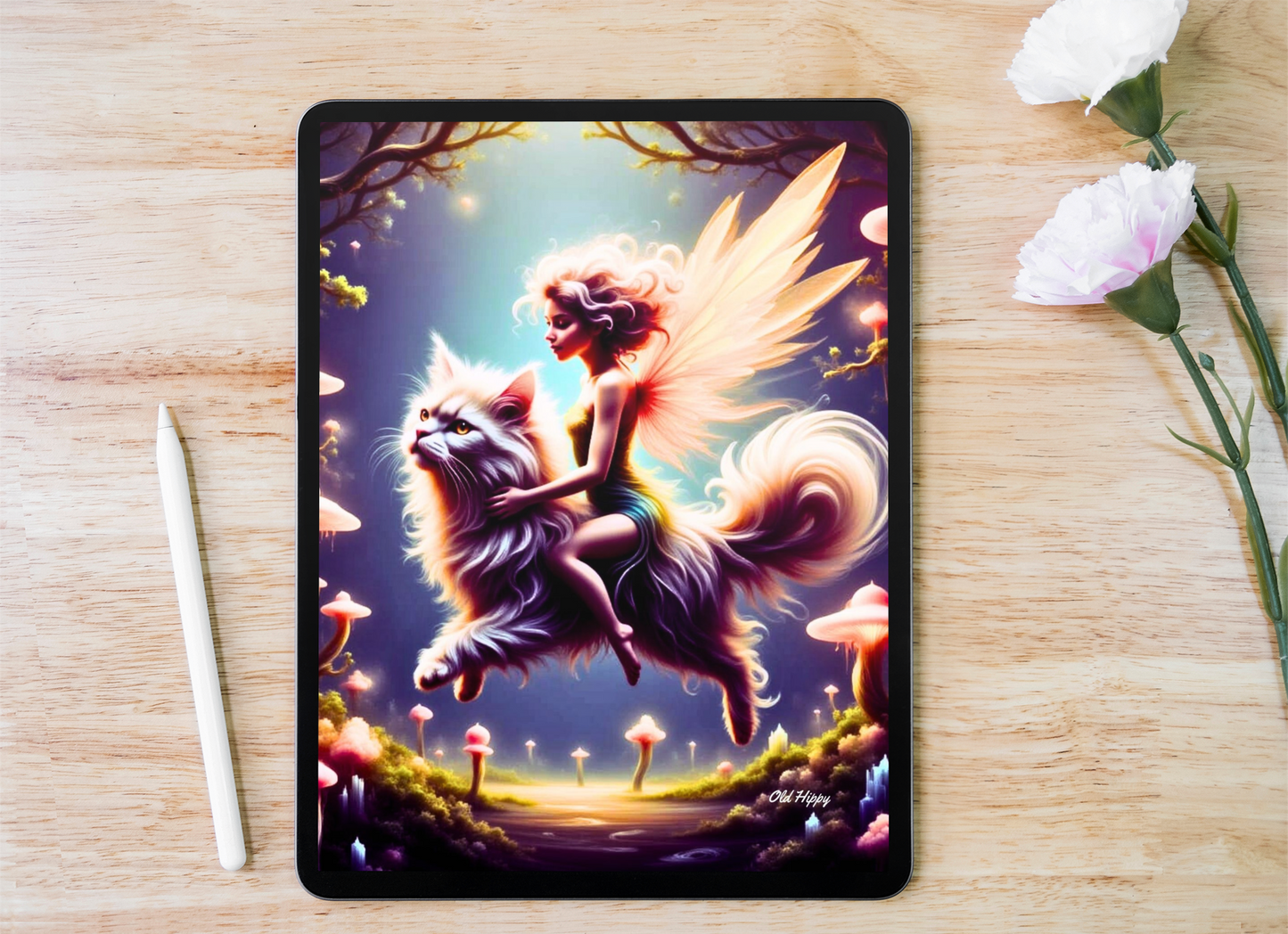 Whiskers & Wings: A Magical Journey AI Digital Art by Old Hippy