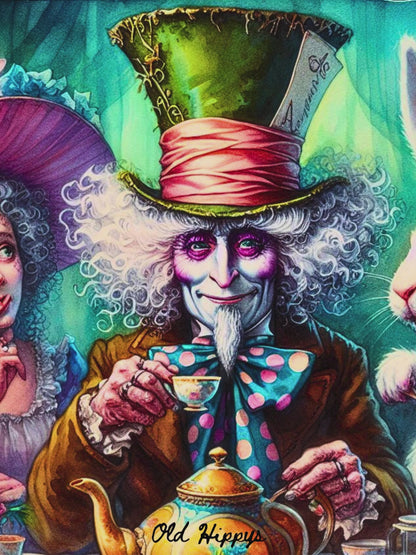 Alice and the Tea Party Digital AI Art by Old Hippy-4 picture set