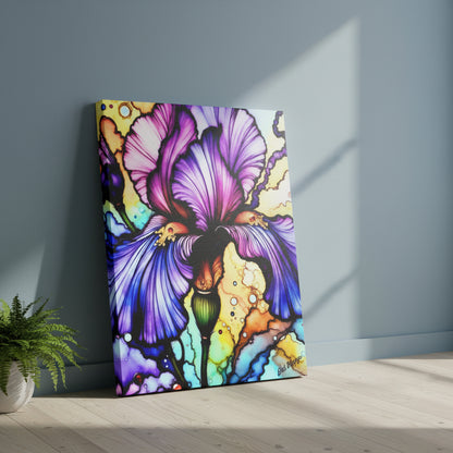 Stained Glass Iris Canvas