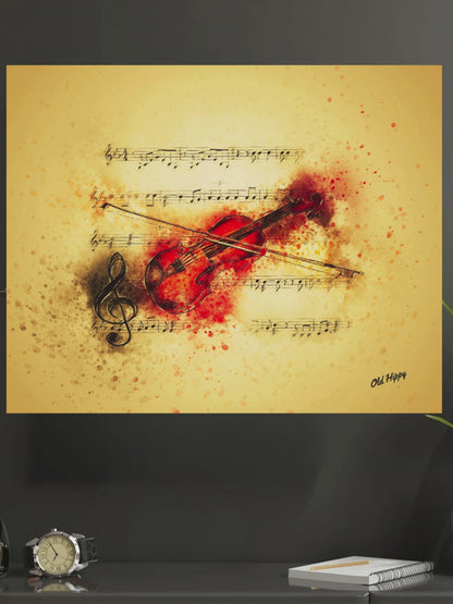 “Crimson Melody – The Soul of the Violin”  Canvas