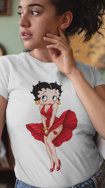 Betty Boop Red Dress T-Shirt — Retro Pinup Graphic Tee