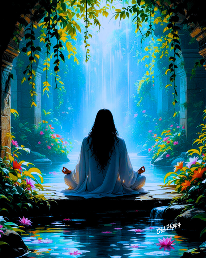 "Divine Pathways: Serenity in the Sacred Garden" AI Art by Old Hippy
