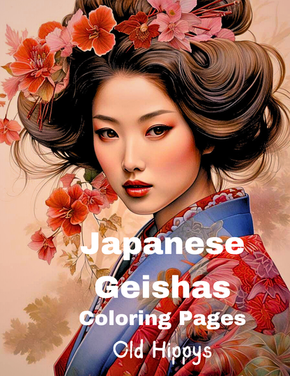 Japanese Geishas Adult Coloring Pages