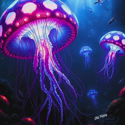 Neon Drifters of the Deep AI Digital Art by Old Hippy