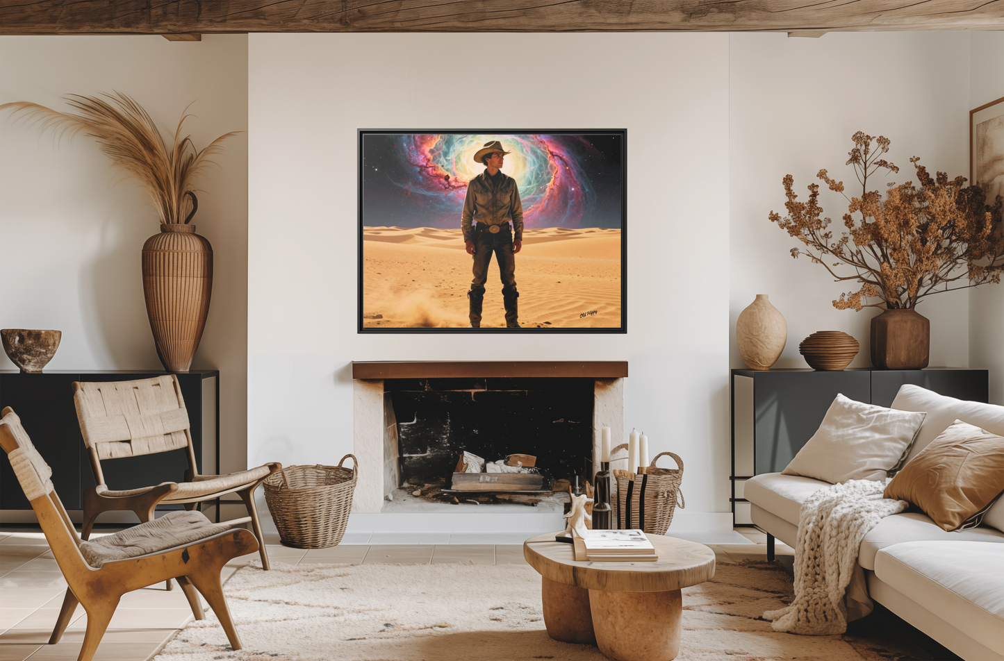 Stardust Wrangler- Framed Canvas AI Art by Old Hippy