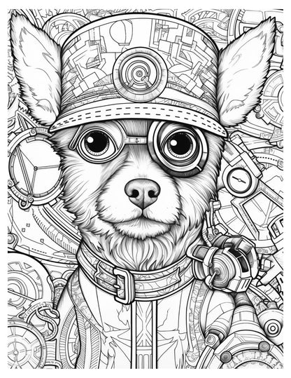 Steampunk Dogs Coloring Pages-Created by Old Hippy