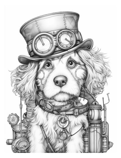 Steampunk Dogs Coloring Pages-Created by Old Hippy