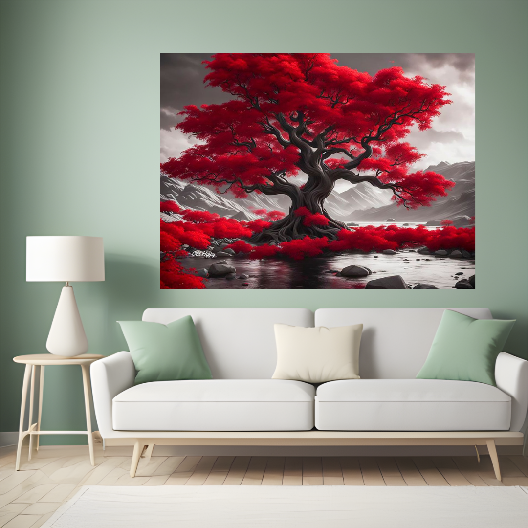 Flaming Red Tree Canvas Gallery Wrap