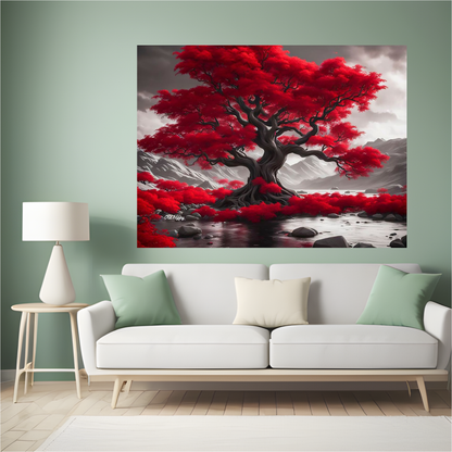 Flaming Red Tree Canvas Gallery Wrap