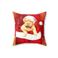 Christmas Puppy Faux Suede Pillow