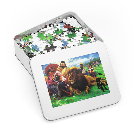 Fun for the Family Jesus Loves the Children of the World Jigsaw Puzzle Collectible Tin