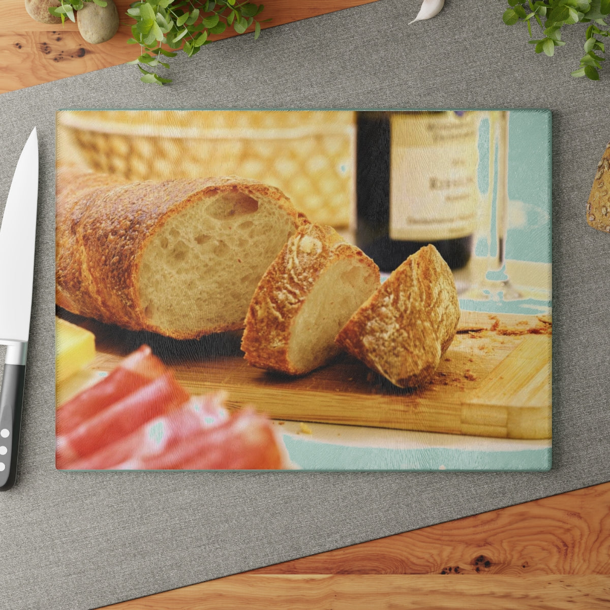 Bread Wine and Thee Glass Cutting Board