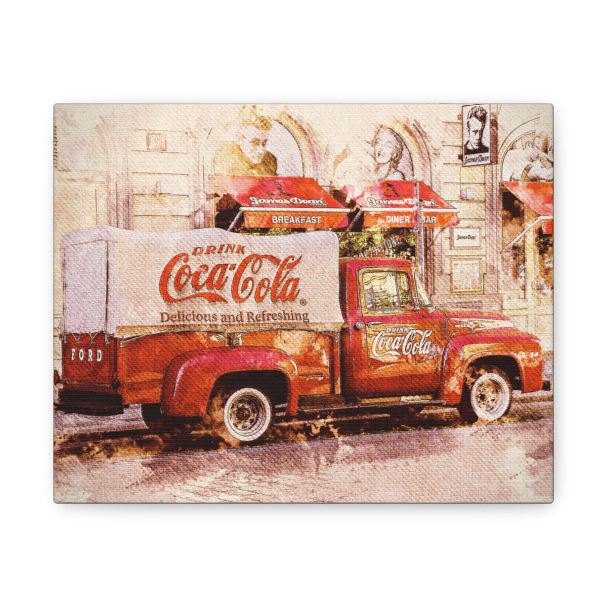 Retro Coca Cola Truck Canvas Wrap