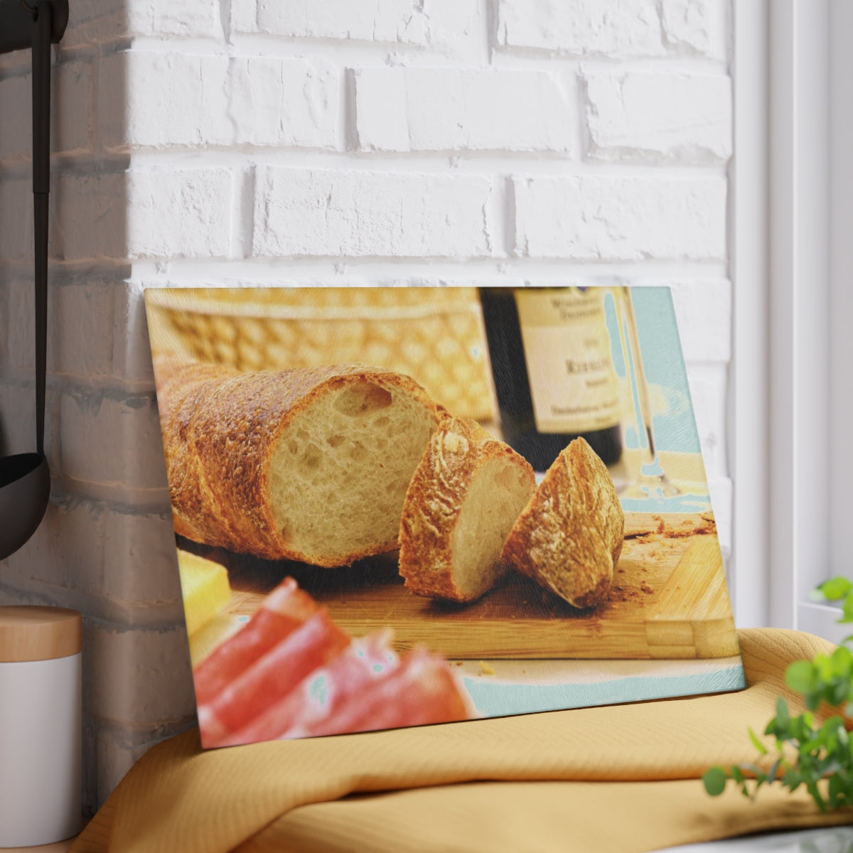 Bread Wine and Thee Glass Cutting Board
