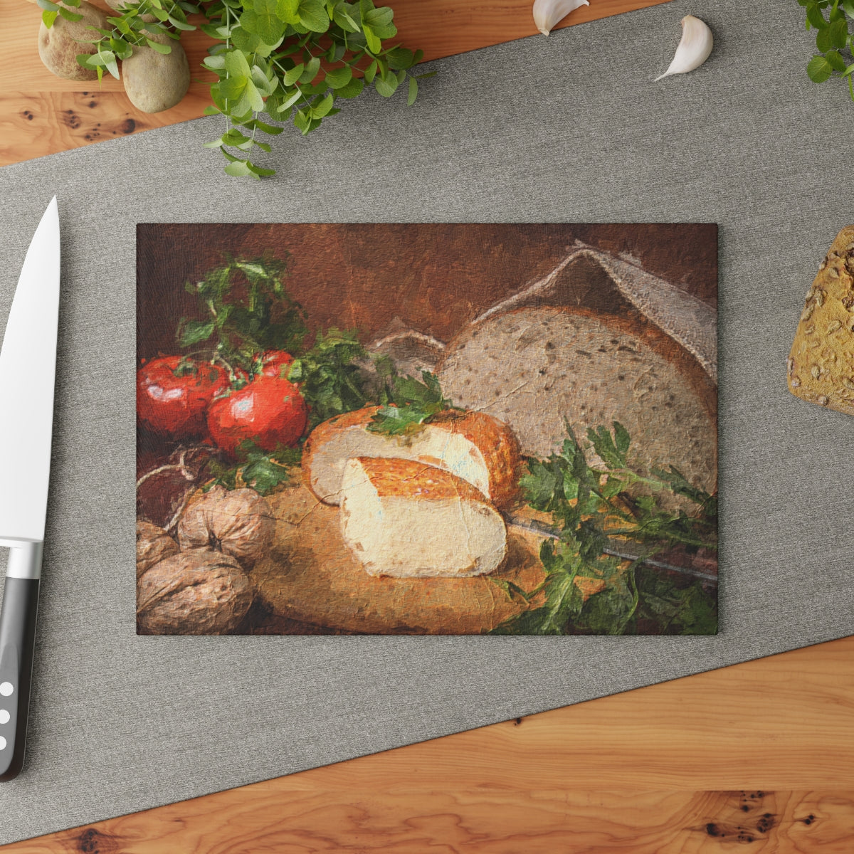 Country Bread Glass Cutting Board