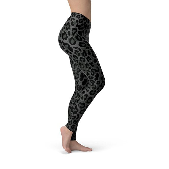 Womens Black Leopard Spots Leggings