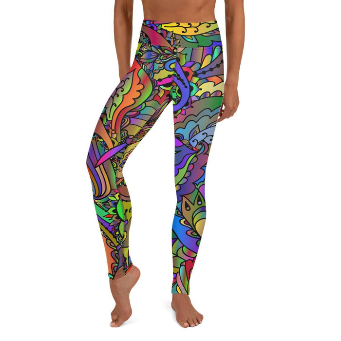 Colorful Paisley Butterfly Yoga Leggings