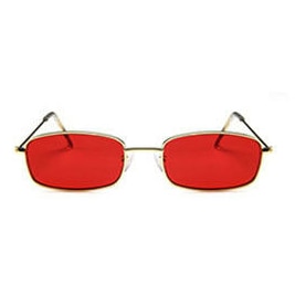 Vintage Sunglasses Hippie Slim Square Frame Shades Red Black Lens