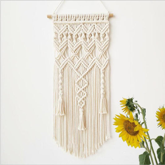 Nordic Bohemian Hand-woven Cotton Rope Tassel Tapestry Wall Decoration Macrame Wall Hanging Decor 3 Style