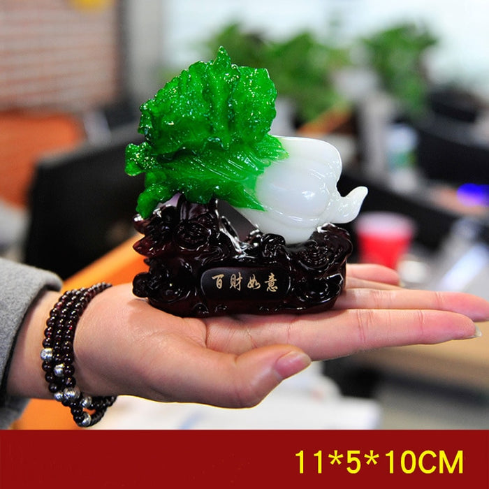 Traditional Jade Shape Chinese Cabbage Resin Decoration Desk Ornament