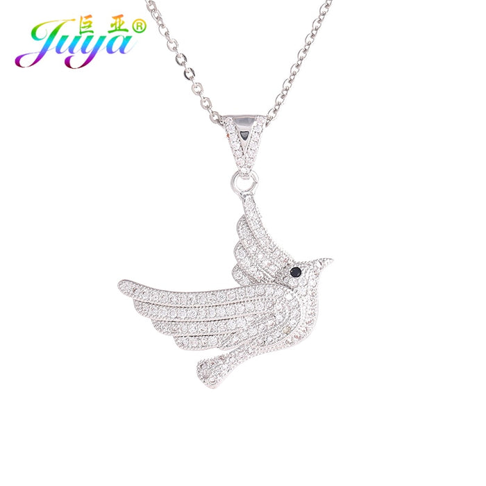 Juya Sorority  Gold/Silver Peace Pigeon Bird Pendant Necklace For Women